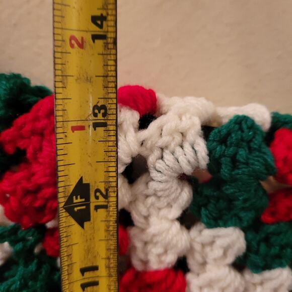 Vintage Crocheted Childrens Christmas Poncho Granny Square Shawl Handmade - Picture 2 of 8